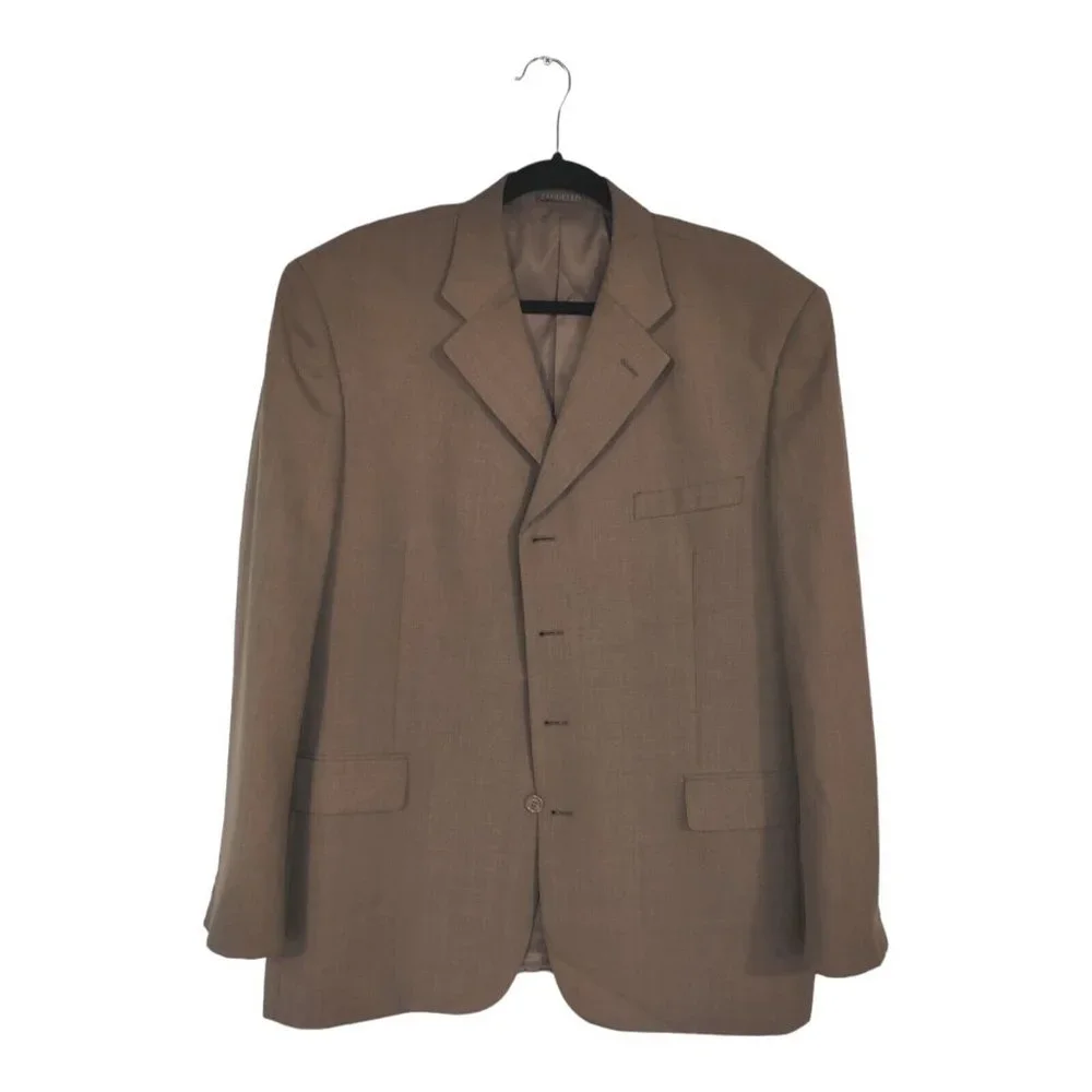 Zandello men's jacket 44R Light Brown brown/Beige Sports Coat Blazer 4 Button